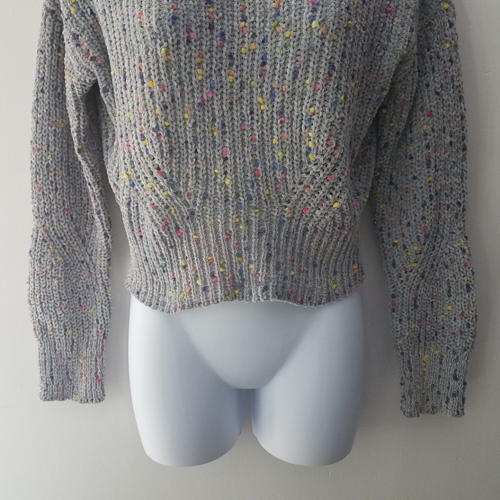 Wild Fable Gray Confetti Sweater Crop Long Sleeve - Picture 4 of 7